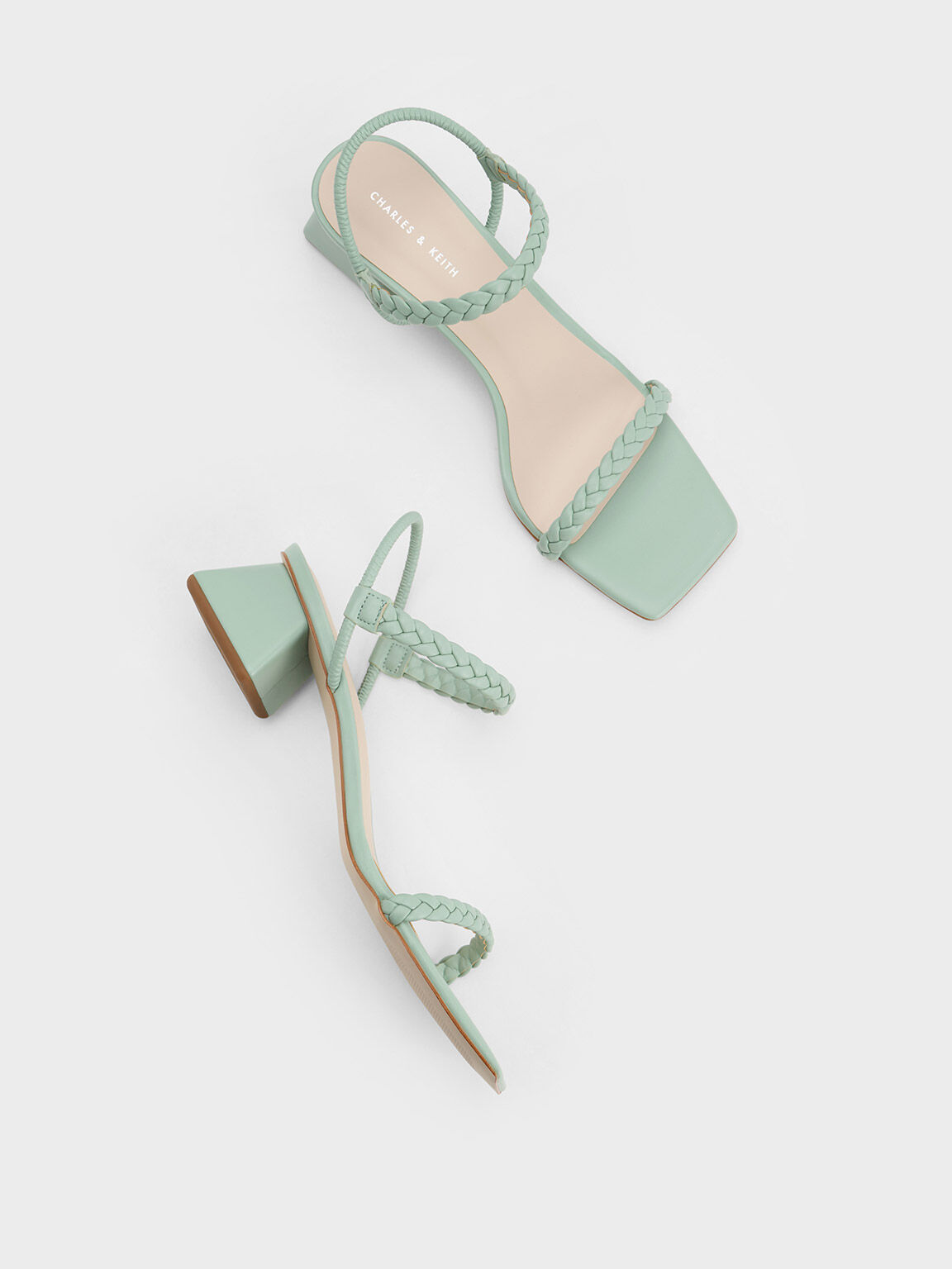 Braided Back Strap Sandals, Mint Green, hi-res