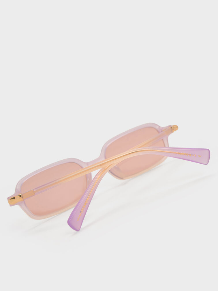 Bree Recycled Acetate Rectangular Sunglasses, Jelly Pink, hi-res