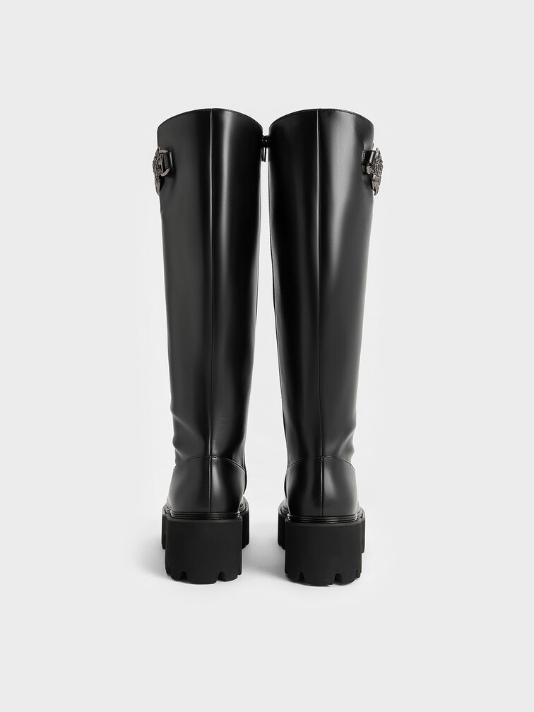 Botas altas Imogen con diseño de rosa, Negro, hi-res
