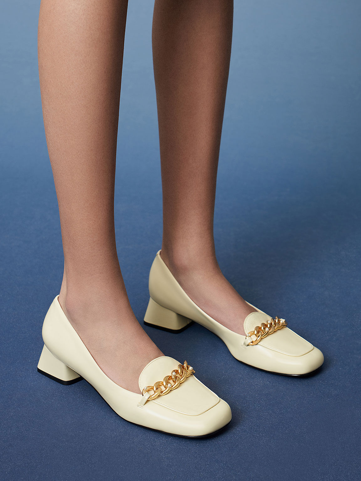 Chain-Link Patent Loafers, Butter, hi-res