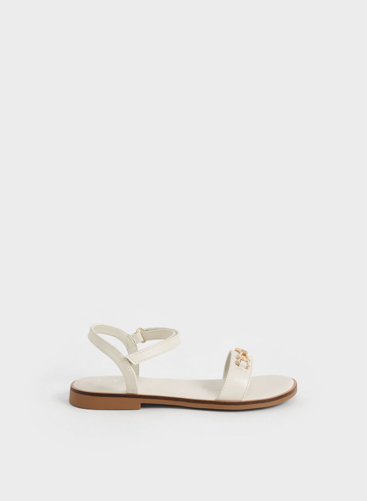 Girls' Metallic Accent Sandals, Chalk, hi-res
