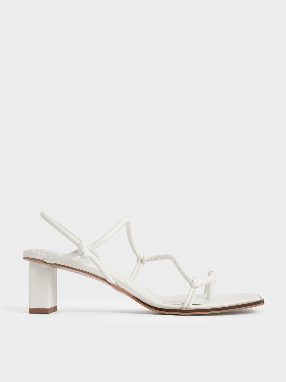 White Strappy Toe Loop Heeled Sandals CHARLES KEITH International
