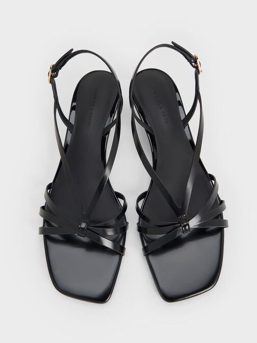 Strappy Kitten-Heel Sandals, Black Box, hi-res
