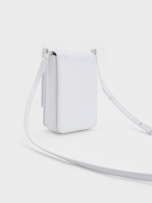 Kalinda Metallic Accent Phone Pouch, White, hi-res