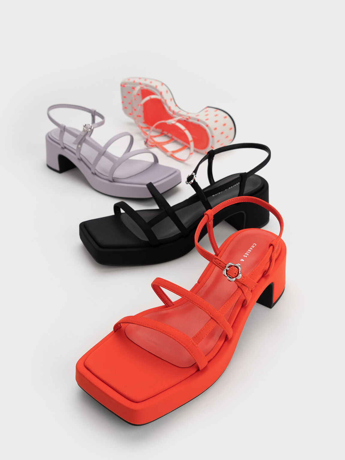 Black Selene Flower Buckle Strappy Sandals CHARLES KEITH CA