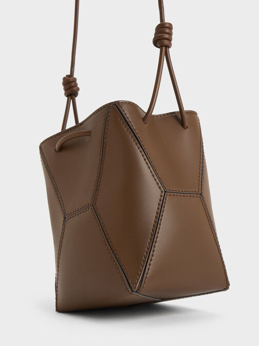 Nasrin Panelled Bucket Bag, Dark Brown, hi-res