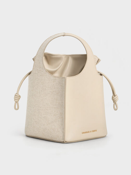 Arlys Linen Bucket Bag, Beige, hi-res