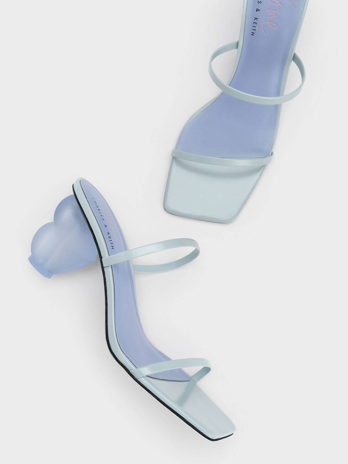 Heart Heel Strappy Sandals, Light Blue, hi-res