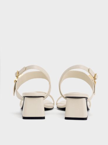 Sandalias de tacón Yvette de doble correa, Blanco tiza, hi-res
