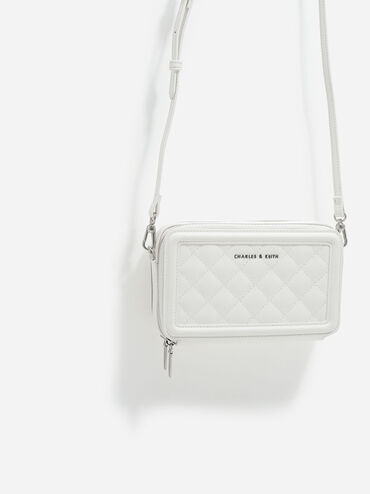 Quilted Boxy Long Wallet, Blanco, hi-res