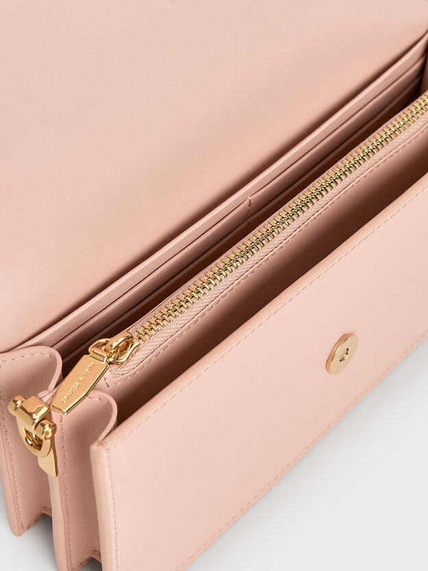 Kristine Sculptural-Handle Long Wallet, Light Pink, hi-res