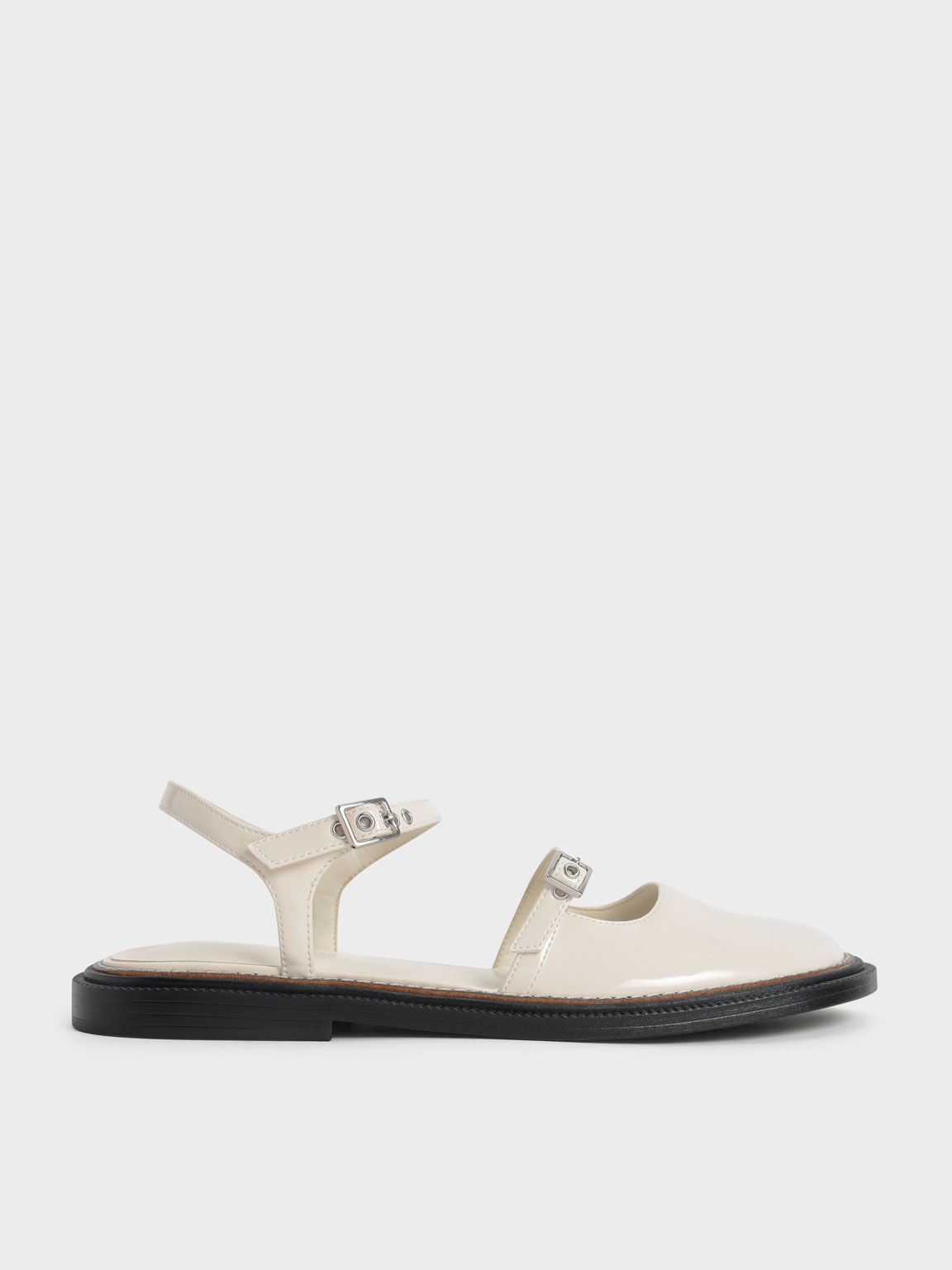 Patent Mary Jane Flats, Chalk, hi-res