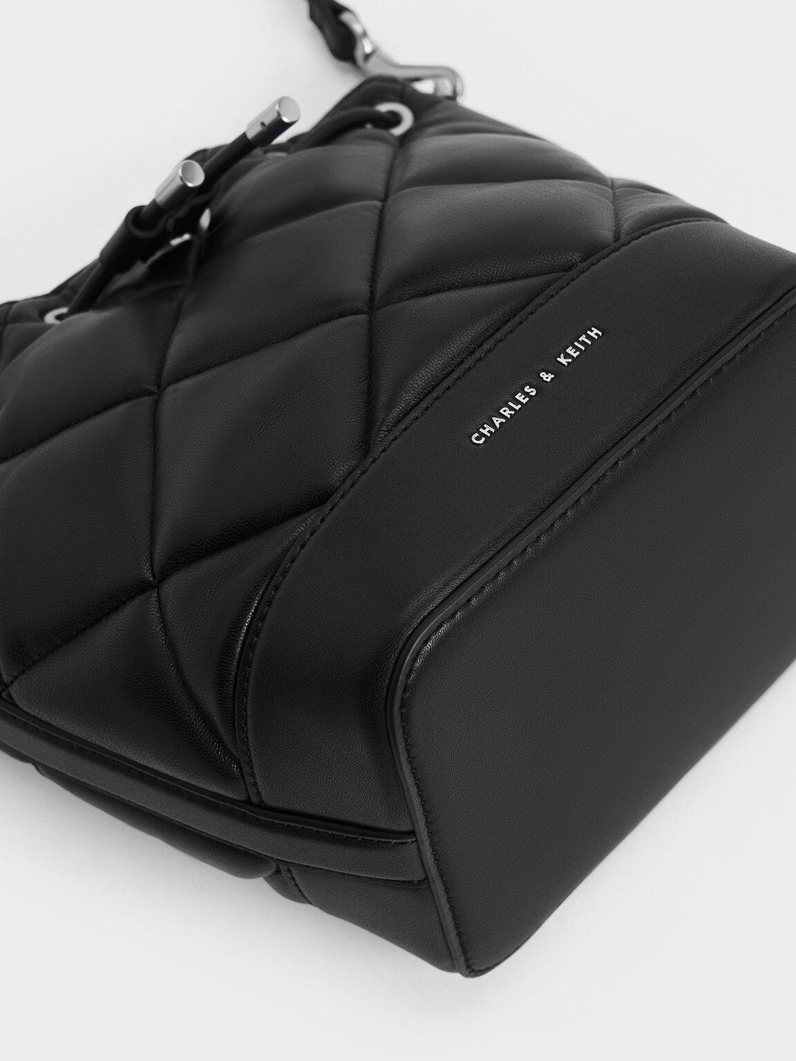Noir Lin Quilted Bucket Bag CHARLES KEITH SG