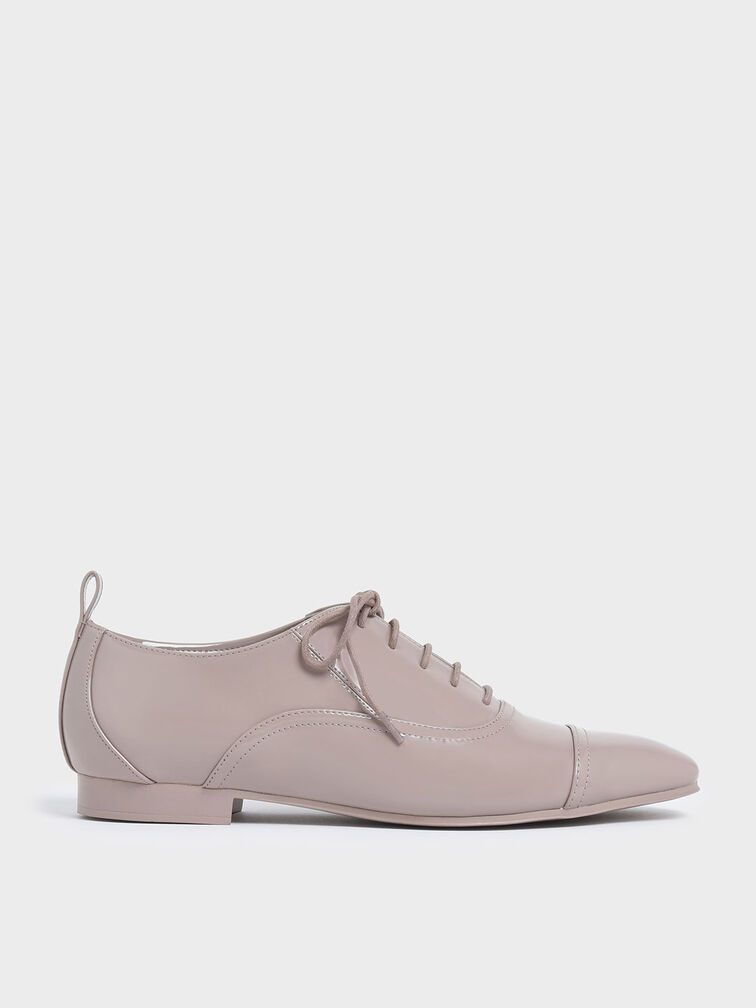 Patent Mesh Oxford Shoes, Nude, hi-res