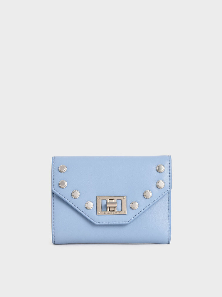 Studded Small Wallet, Denim Blue, hi-res