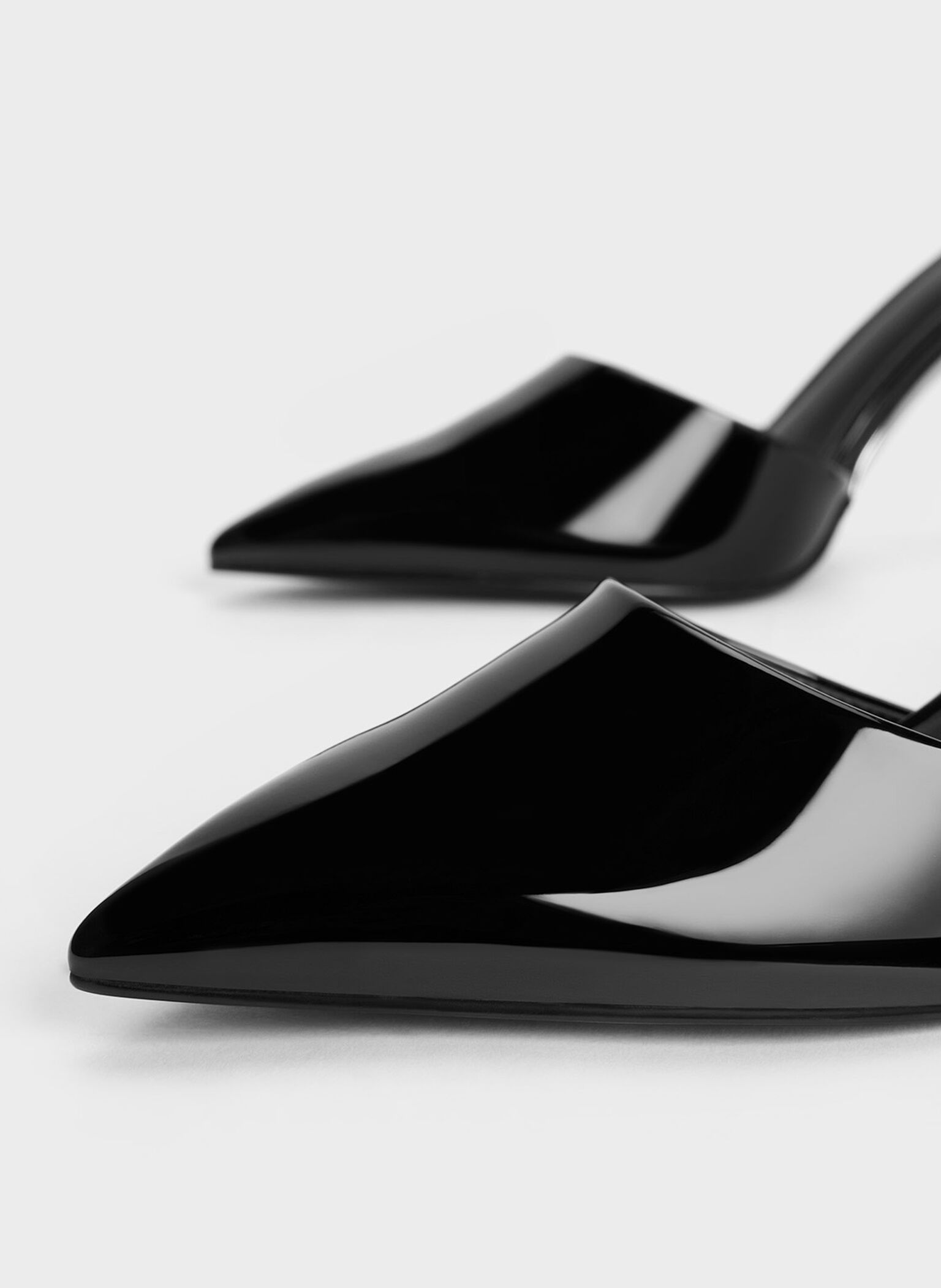 Black Patent Pointed-Toe Ankle-Strap Pumps - CHARLES & KEITH US