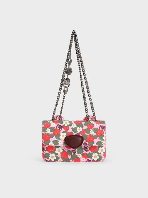 Lotso Strawberry Print Front Flap Bag, Multi, hi-res