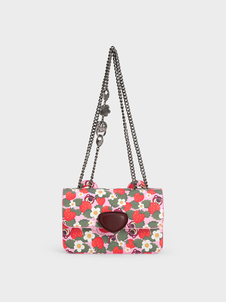 Lotso Strawberry Print Front Flap Bag, Multi, hi-res