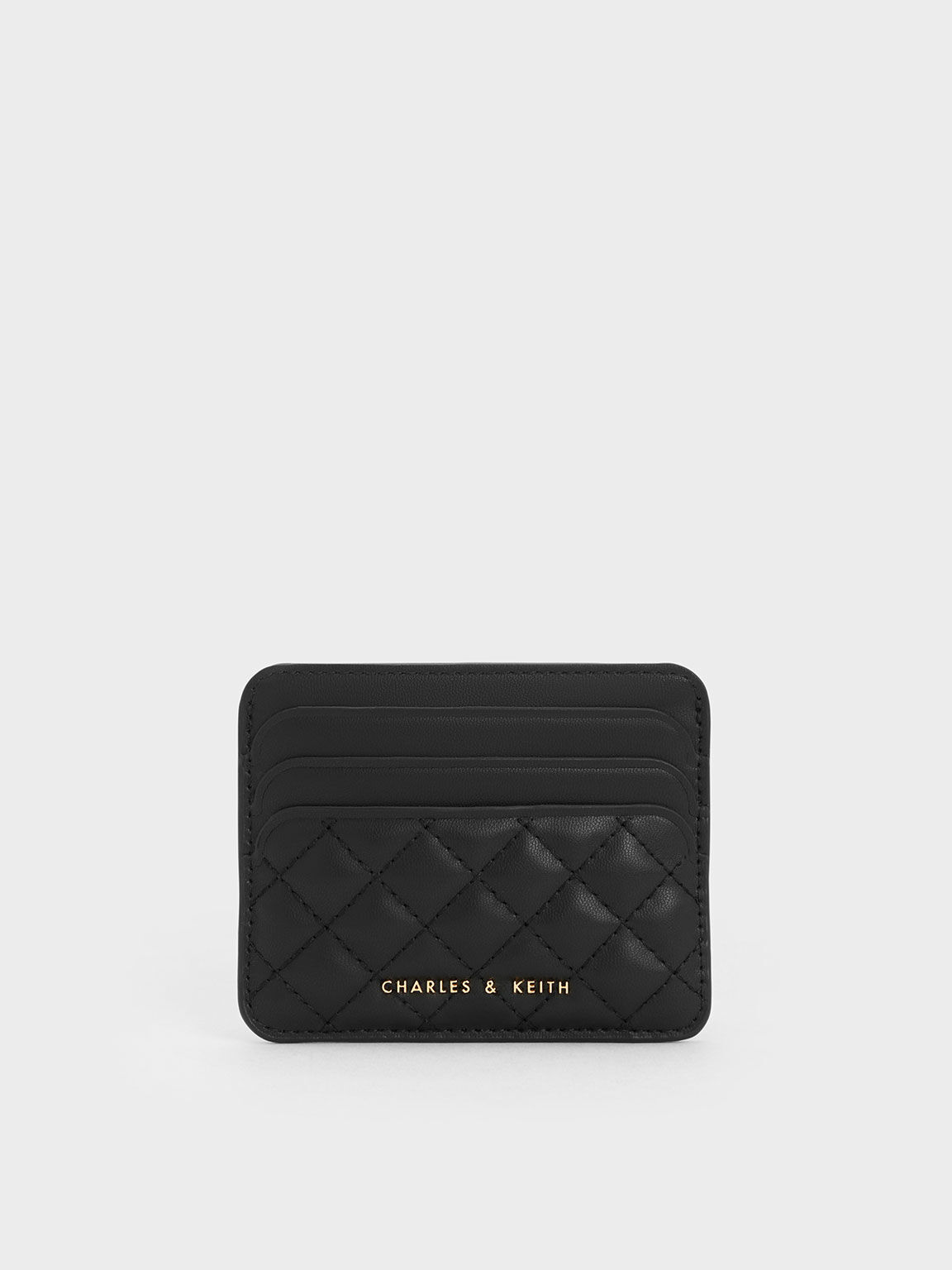 Cleo Quilted Card Holder, Black, hi-res