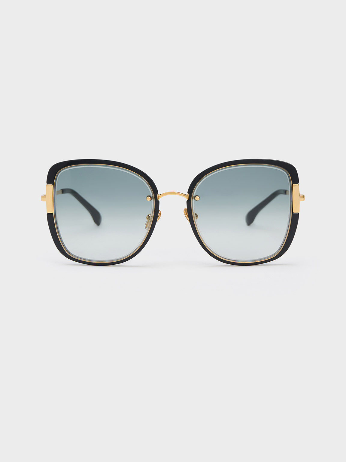 Acetate Butterfly Sunglasses, Black, hi-res