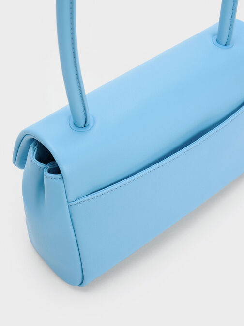 Curved Handle Shoulder Bag, Blue, hi-res