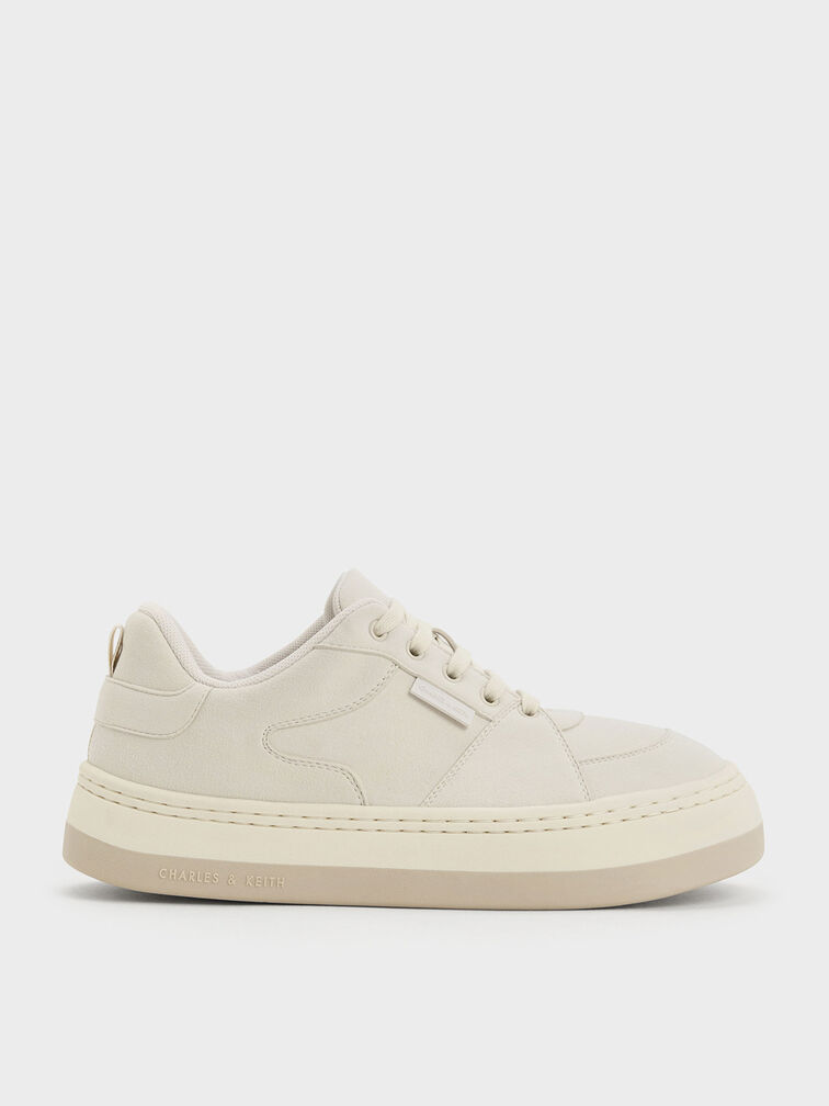 Textured Low-Top Sneakers, Light Grey, hi-res