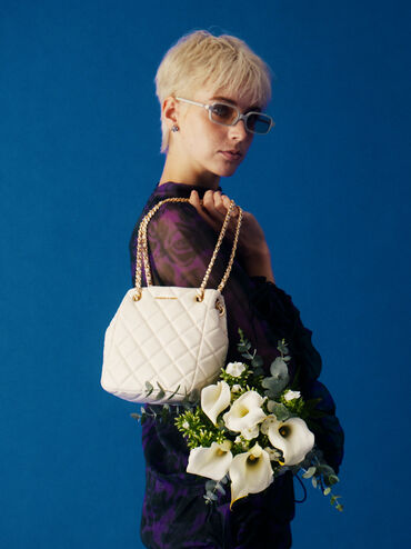 Alva Quilted Braided-Strap Shoulder Bag, Cream, hi-res