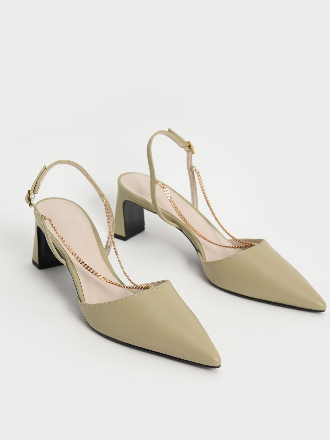 Chain Strap Pumps, Sage Green, hi-res