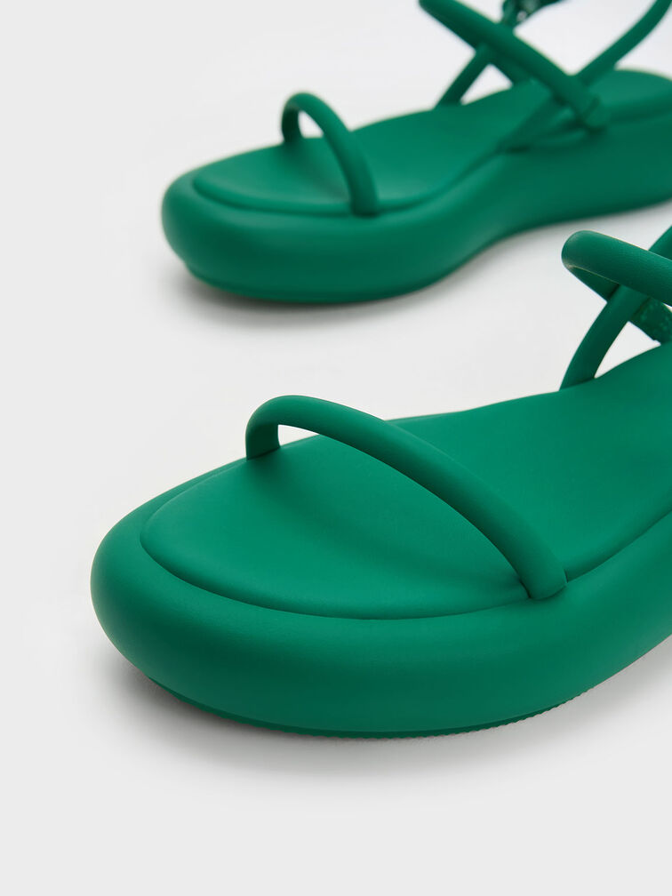Sandalias acolchadas Keiko con plataforma plana, Verde, hi-res