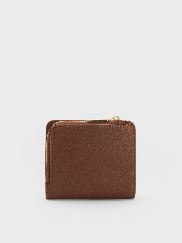 Keely Top Zip Small Wallet, Dark Brown, hi-res