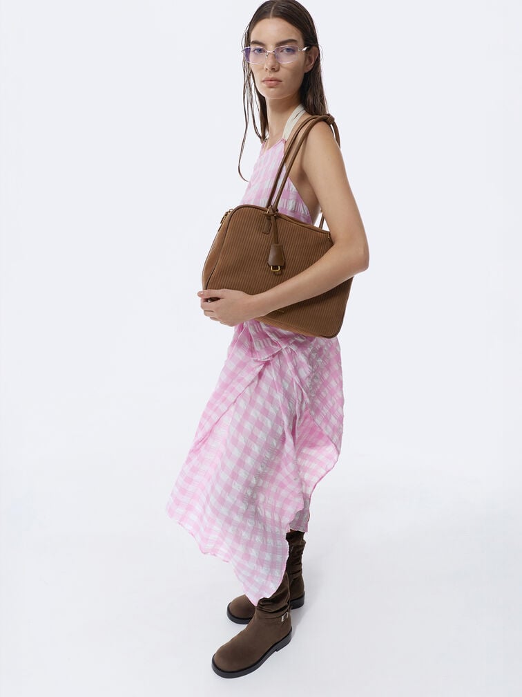 Sianna 大型絨面托特包, 摩卡棕, hi-res