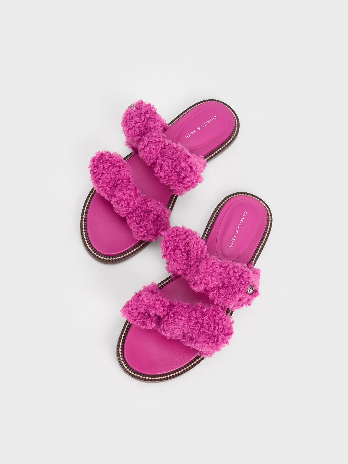 Lotso Furry Double Knotted Slide Sandals, Fuchsia, hi-res