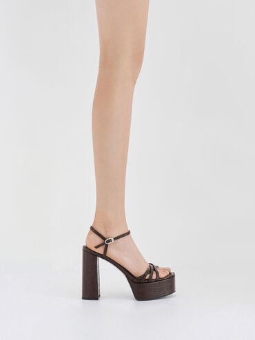 Georgina Croc-Effect Ankle-Strap Platform Sandals, Animal Print Brown, hi-res