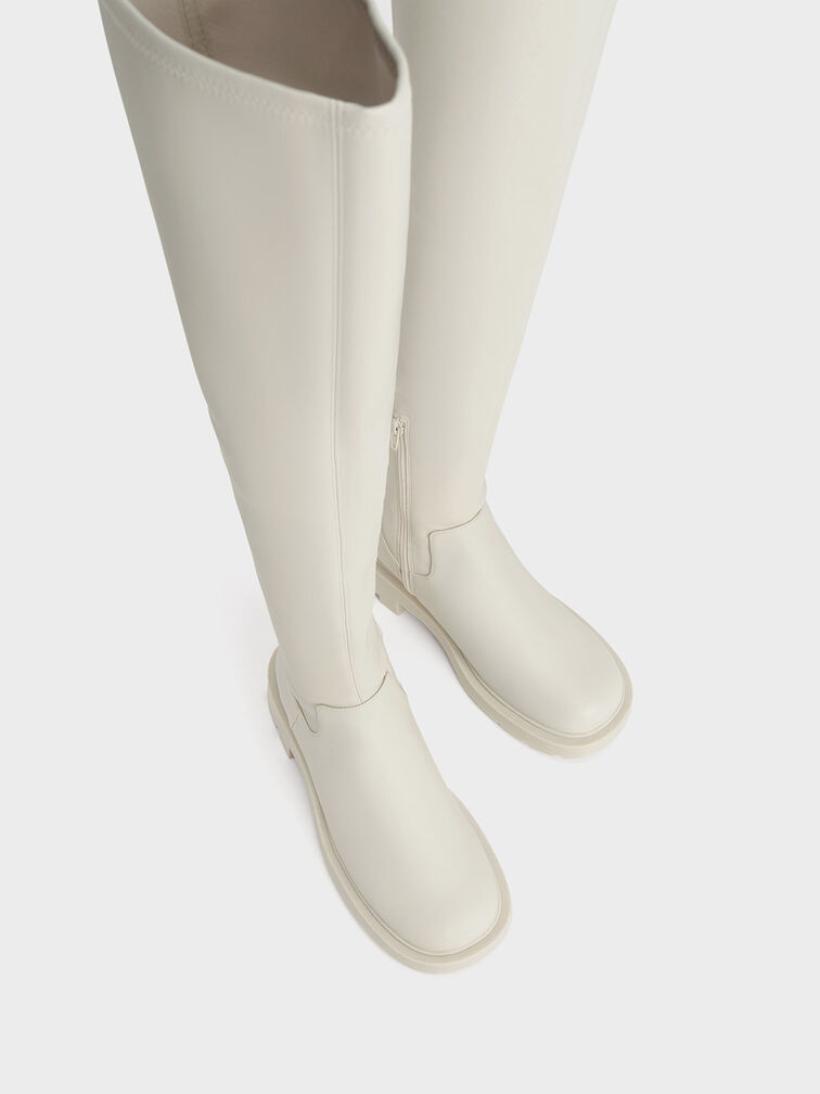 Zip-Up Thigh-High Boots, Chalk, hi-res
