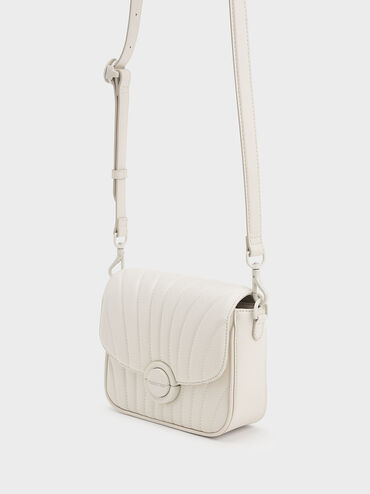Aurora Metallic Accent Chain Handle Bag, Cream, hi-res