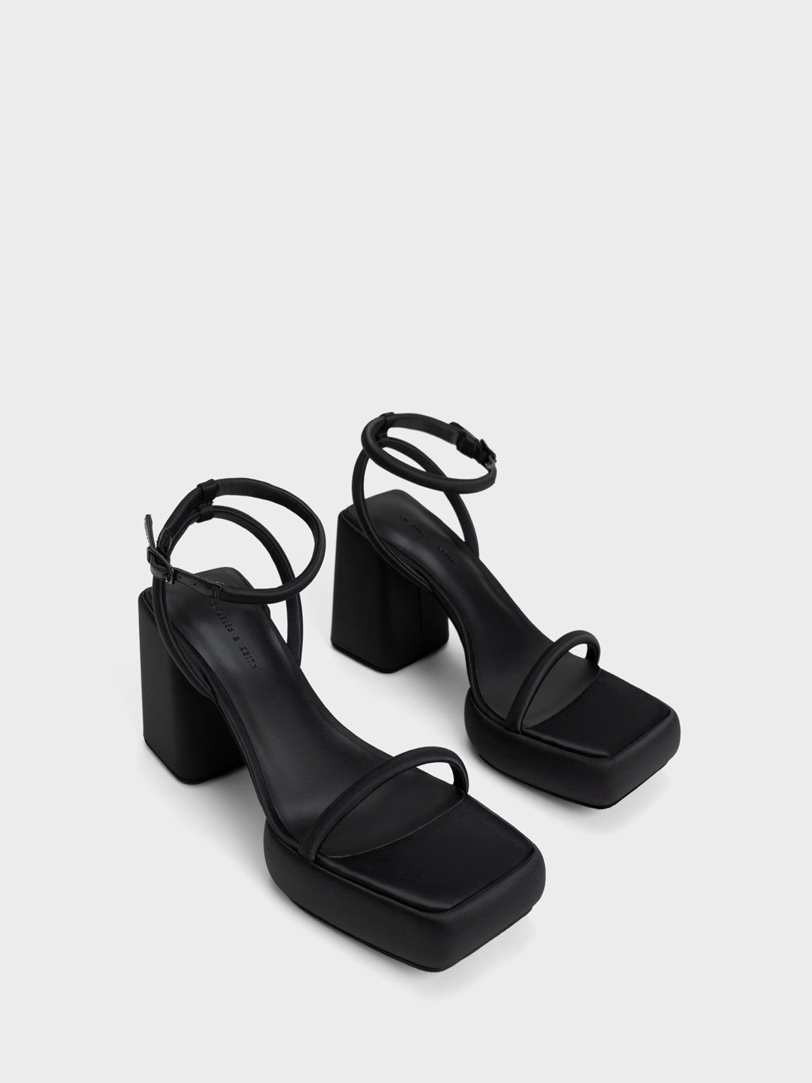 Lucile Satin Platform Sandals, Black, hi-res