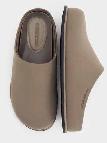 Textured Flatform Mules, Taupe, hi-res