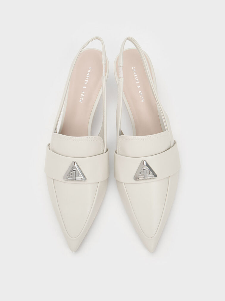 Trice Metallic Accent Pointed-Toe Slingback Pumps, Chalk, hi-res