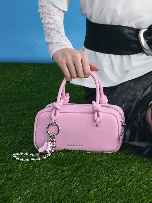 Sammie Knotted-Handle Elongated Bag, Bubble Gum Pink, hi-res
