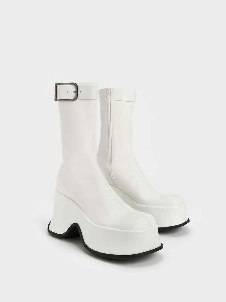 Carlisle Platform Boots, White, hi-res