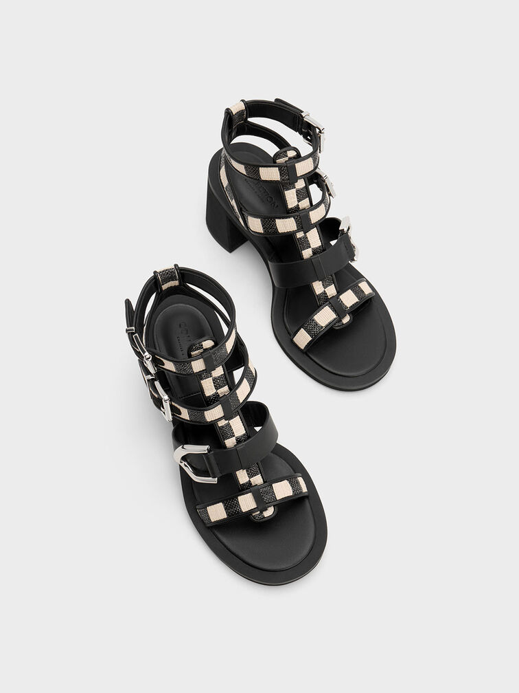 Gabine Gingham Gladiator Sandals, Multi, hi-res