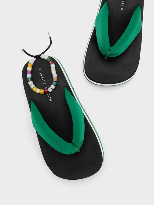 Tana Puffy Thong Sandals, Green, hi-res