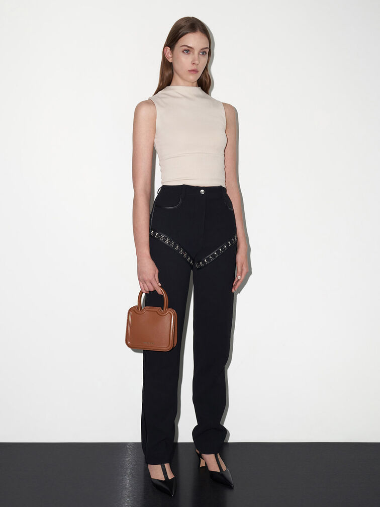 Bolso tote escultural Perline, Marrón chocolate, hi-res