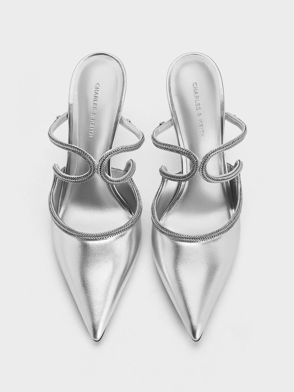 Charles and keith silver heels shop