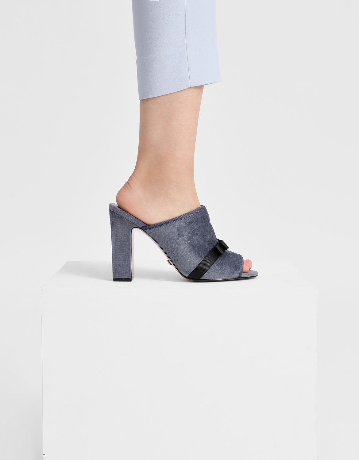 blue velvet mules
