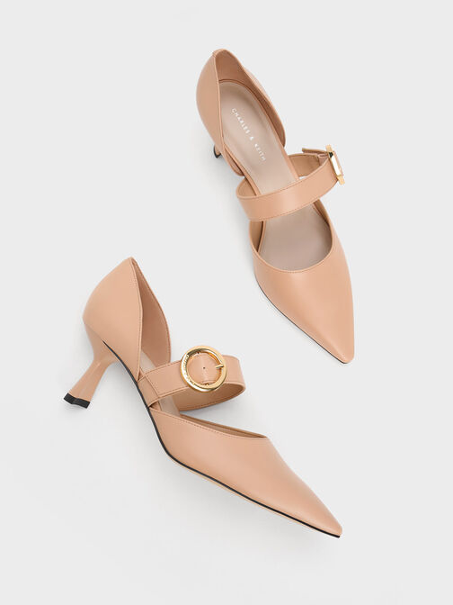 Buckled D'Orsay Pumps, Nude, hi-res