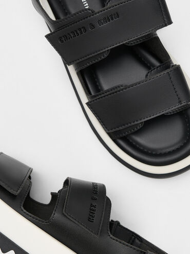 Buckled Sports Sandals, Black, hi-res