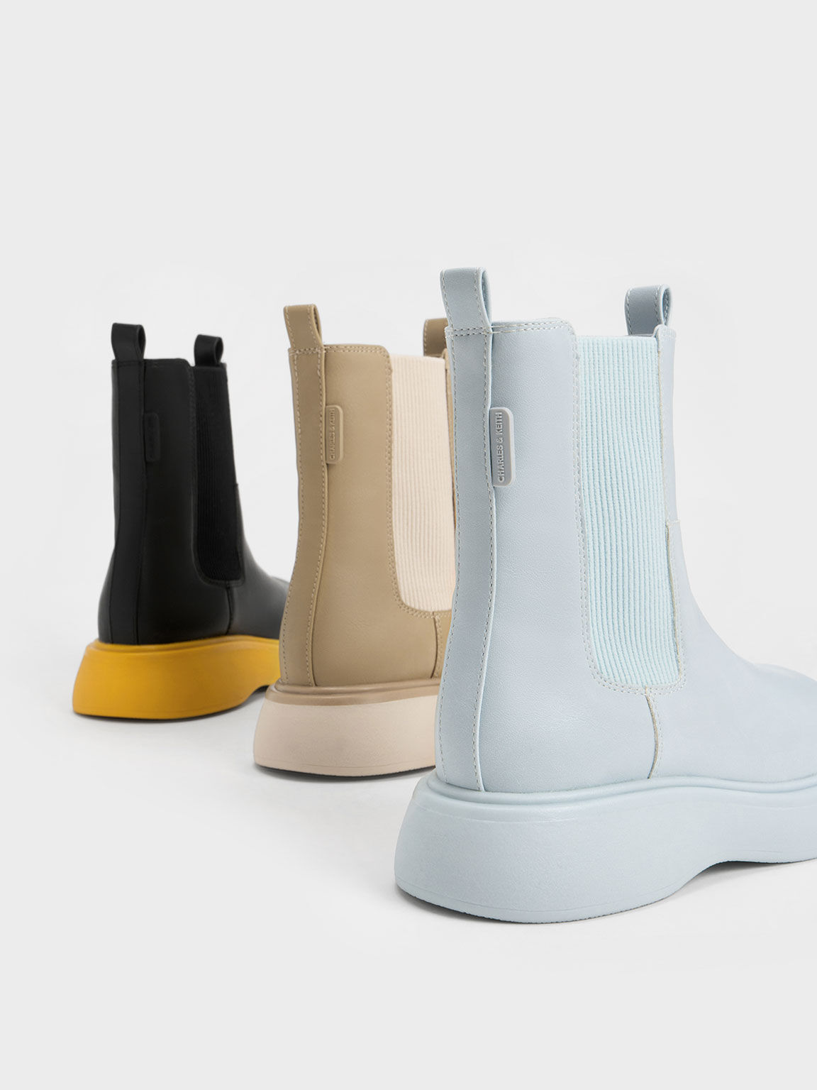 Girls- Double Pull Tab Chelsea Boots, Light Blue, hi-res