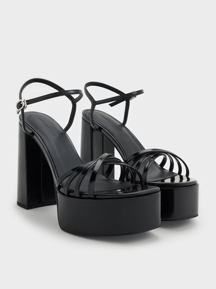 Georgina Ankle-Strap Platform Sandals, Black Box, hi-res