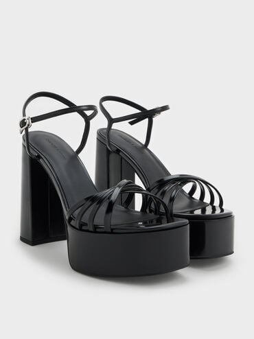 Georgina Ankle-Strap Platform Sandals, Black Box, hi-res